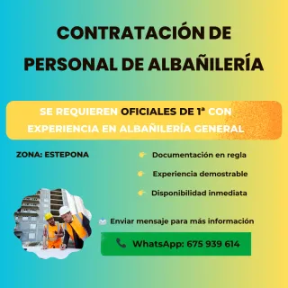 Busco oficiales de 1ª y albañiles para obras