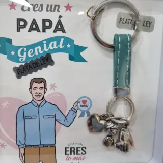Llavero Papá Genial Plata de Ley