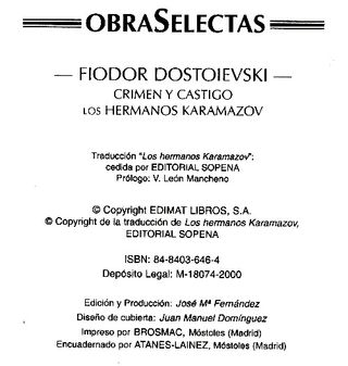 DOSTOIEVSKI. FIODOR. OBRAS SELECTAS.