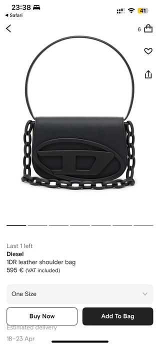 Bolso Diesel 1DR Piel Negro Mate