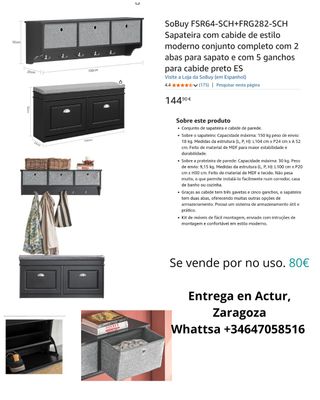 Zapatero moderno con asiento y 5 ganchos