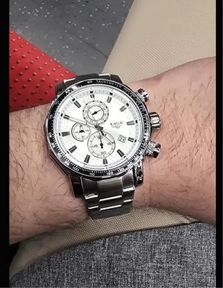 Reloj LIGE Hombre Plata y Blanco