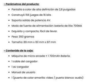 Mini Consola Arcade Retro 161 Juegos