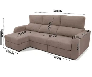 Sofá Conforama Chaise Longue Marrón