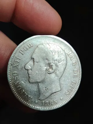 2 Monedas Plata 5 Pesetas Alfonso XII 1877 1885