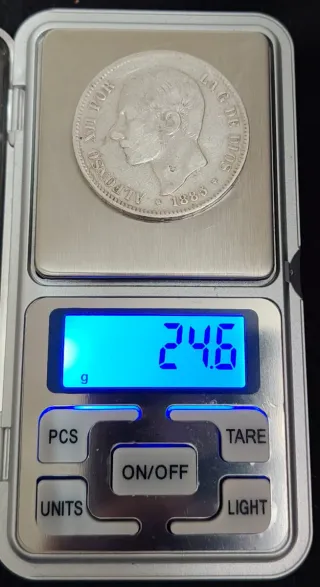 2 Monedas Plata 5 Pesetas Alfonso XII 1877 1885