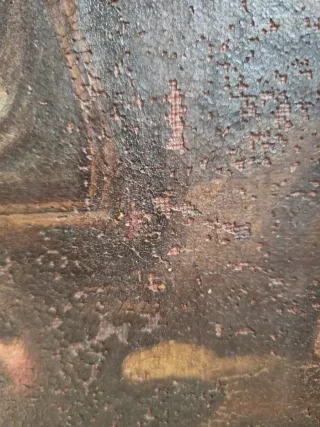 Virgen de La Cueva Querubines Ebrios Oleo S. XVII