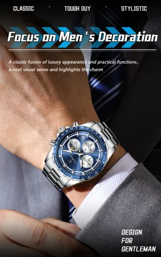 Reloj POEDAGAR Hombre Azul y Plateado