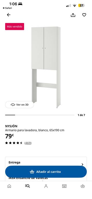 Armario para lavadora IKEA NYSJÖN blanco