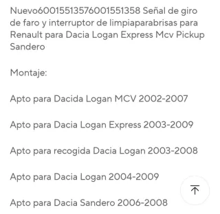 Palanca Limpiaparabrisas 6001551357 Dacia