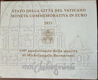 Moneda Vaticano 550 Aniv. Nacimiento Miguel Angel