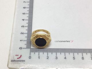 sello oro 18k con piedra con onix