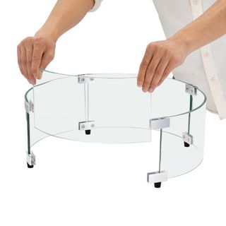 Funda para Fogata, Escudo de Llama de Vidrio Redondo de 740 x 214 mm, Accesorio para Mesa de Fuego de 6 mm de Grosor, Protector de Llama de Vidrio Templado Claro para Propano, Gas, Exterior, Patio...