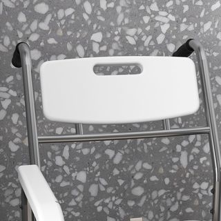 Silla de Ruedas Impermeable Con WC Asiento de Ecopiel, 4 Ruedas, Vaso Extraíble para Ancianos/Discapacitados, 84X54X96Cm