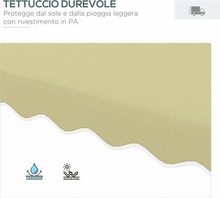 Sombrilla Descentrada 2.5X2.5 M Con Apertura a Manivela, Base en Cruz Y Volantes, Sombrilla de Jardín Con Doble Techo en Metal y Poliéster 160 G/㎡, Protección UV