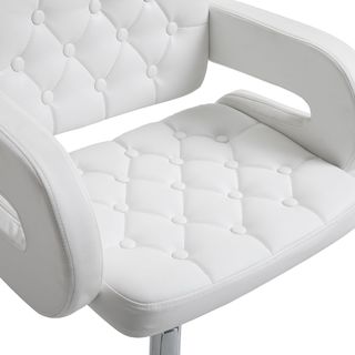 Taburete Alto de Bar con Respaldo y Apoyabrazos, Taburete de Cocina Moderno Giratorio con Altura Ajustable y Reposapiés, en Piel Sintética, 61X50X93-113Cm, Blanco