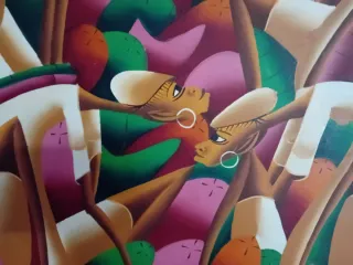 3 Cuadros pintados a mano Rep Dominicana 77x67cm