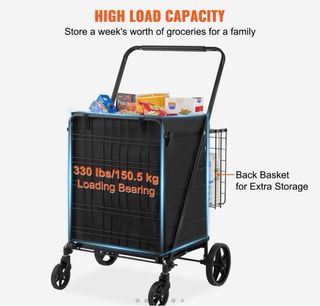 Carro de Compras Plegable VEVOR Negro