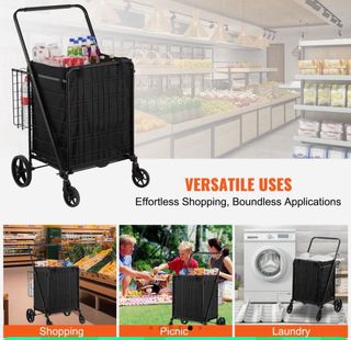Carro de Compras Plegable VEVOR Negro