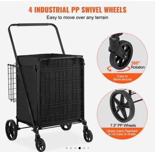 Carro de Compras Plegable VEVOR Negro