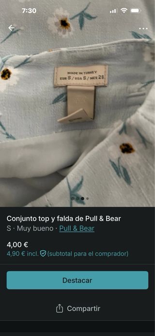 Conjunto top y falda floral Pull & Bear