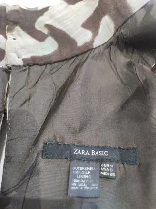Vestido Zara Seda Marrón y Gris