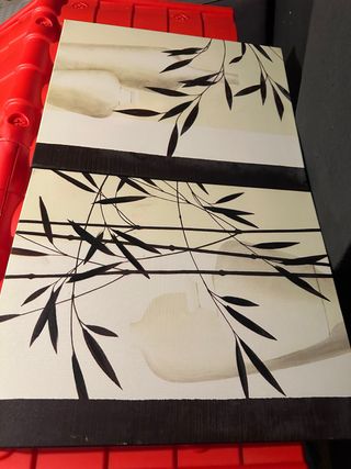 Cuadros decorativos bambú beige y negro