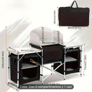 Mesa de cocina plegable para camping