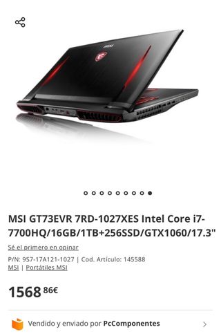 MSI GT73EVR 7RD GTX 1060 MUY POCO USO