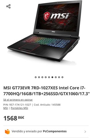 MSI GT73EVR 7RD GTX 1060 MUY POCO USO