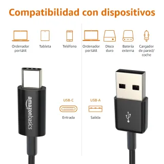 Amazon Basics Cable de Carga rápida USB-C a USB-A