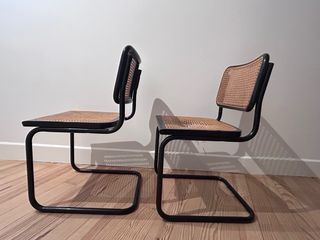 Conjunto 2 Sillas Ratán Metal Negro