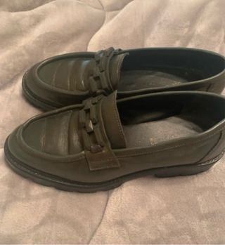 Mocassini pelle verde muschio