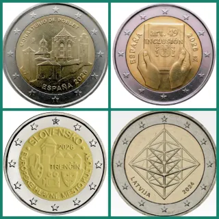 LOTE 9. 4 MONEDAS DE 2 EUROS SIN CIRCULAR