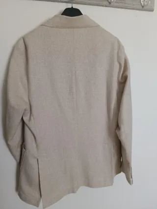 Giacca uomo doppio petto beige, taglia 50.