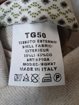 Giacca uomo doppio petto beige, taglia 50.