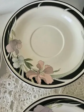 6 Piatti da Dessert Vintage Fiori in Porcellana