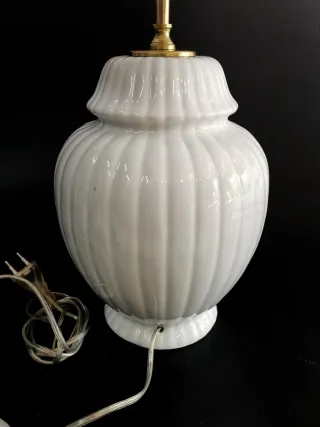 Preciosa lámpara de porcelana con motivos florales