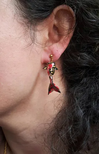 Pendientes de carpa Koi de Origami