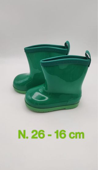 Stivali gomma pioggia bambini verdi tg. 26 - 16 cm