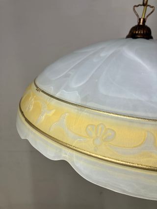 Lampadario metallo/vetro D.50 decoro ambra