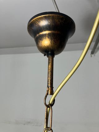 Lampadario metallo/vetro D.50 decoro ambra