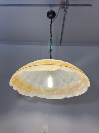 Lampadario metallo/vetro D.50 decoro ambra