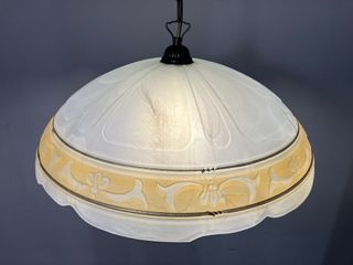 Lampadario metallo/vetro D.50 decoro ambra