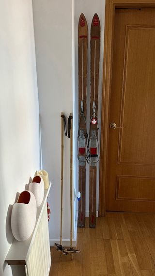 Bastones de esquí vintage de bambú