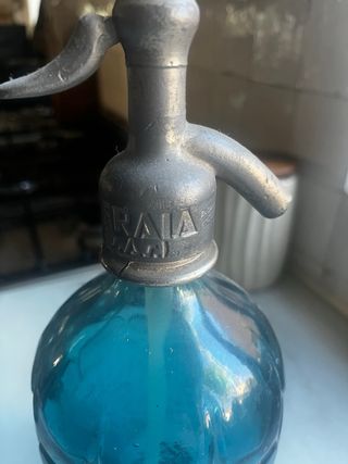 Sifón de soda Buenos Aires 1960 azul y plata