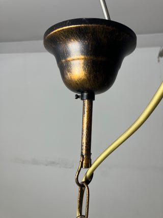 Lampadario metallo/vetro D.40 decoro bianco
