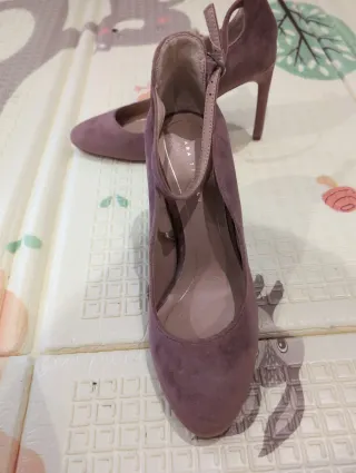 Zapato Zara Terciopelo Rosa Talla 38