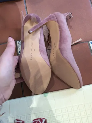 Zapato Zara Terciopelo Rosa Talla 38