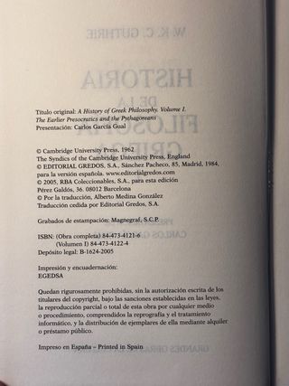 Historia de la Filosofía Griega I, W.K.C Guthrie